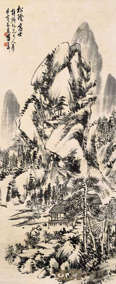 蒲华 松荫高士 镜心 135×65cm